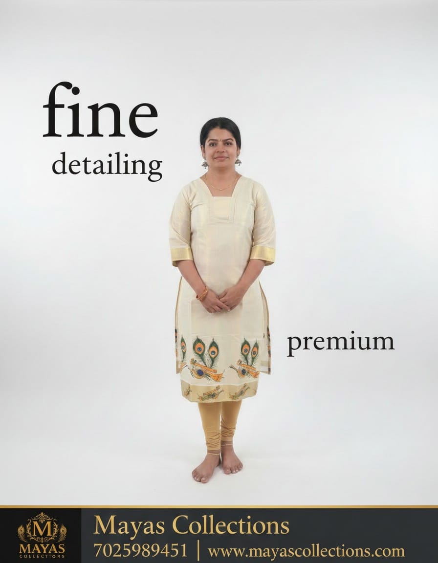 Kerala Traditional Multi Peeli printed Kurthi